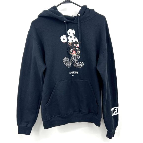 Disney x Neff Mickey Mouse Black Hoodie Sweatshirt Bandana Logo Size Small - Picture 1 of 7